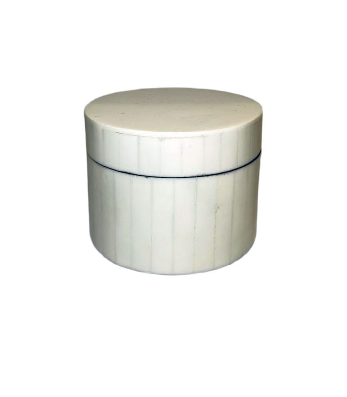 جاجواهری استوانه‌ای چوبی با روکش صدف سفید طبیعی ساخت هند – فروشگاه گالری ماهک