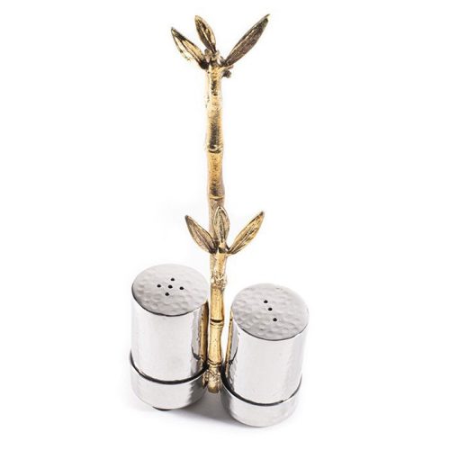 نمکدان استیل چکش کاری با دستگیره برنجی