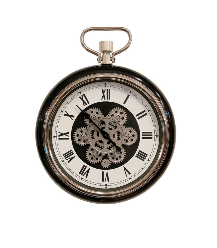 ساعت دیواری فلزی دو موتوره با چرخ‌دنده متحرک