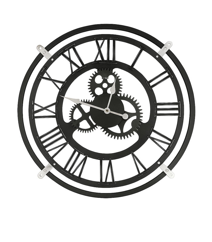 ساعت دیواری طرح چرخ‌دنده با اعداد رومی