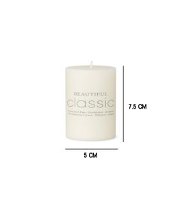 شمع استوانه سفید سایز 5*7.5 سانتی متر برند کلاسیک classic 5*7.5cm white candle
