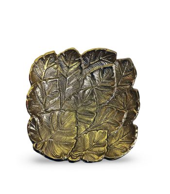کاسه طرح برگ فلزی طلایی جنس آلومینیوم و نیکل