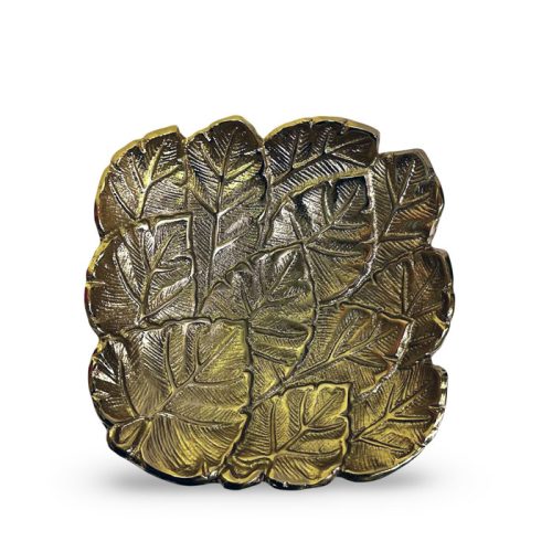 کاسه طرح برگ فلزی طلایی جنس آلومینیوم و نیکل