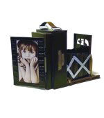 ماکت فلزی دست‌ساز دوربین کلاسیک با کاربرد جای قلم و قاب عکس