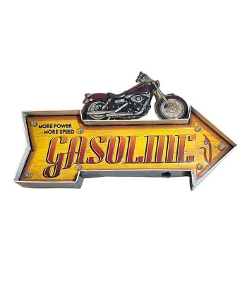 تابلو فلزی طرح موتور قدیمی چراغ دار با چاپ برجسته