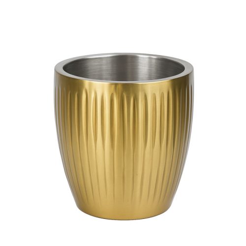 سطل یخ و بطری استیل دوجداره طلایی ساخت هند مناسب برای یخ و بطری نوشیدنی