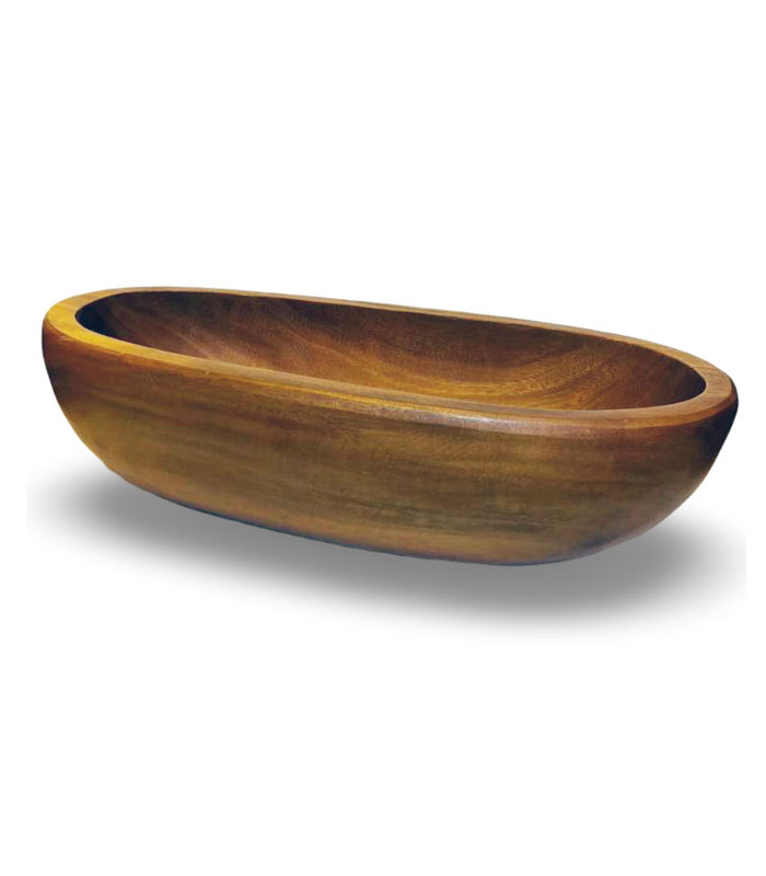 کاسه چوبی طبیعی اقاقیا ساخت تایلند با طراحی یک‌تکه و بافت طبیعی مناسب برای سرو سالاد و میوه