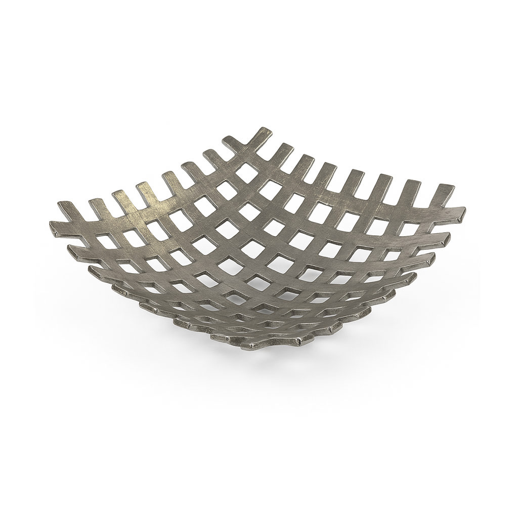 ظرف فلزی مشبک مربع شکل از آلومینیوم و نیکل با طراحی مدرن