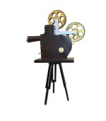 ماکت فلزی آپارات کلاسیک با پایه چوبی سه‌پایه مناسب دکوراسیون صنعتی و هنری