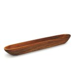 ظرف چوبی باریک از چوب اقاقیا طبیعی با طراحی مستطیلی و سطح صیقلی، مناسب سرو زیتون و تنقلات