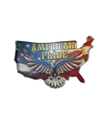 تابلو فلزی برجسته با طراحی پرچم آمریکا و لامپ‌های LED برای دکوراسیون مدرن و خاص.