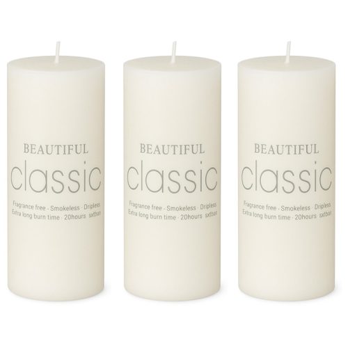 شمع استوانه سفید سایز 5*15 سانتی متر برند کلاسیک classic 5*15cm white candle