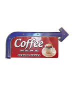 تابلو فلزی چراغ‌دار Coffee Here با طراحی رترو قرمز و آبی