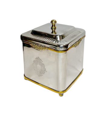 بانکه استیل با گل برجسته و دستگیره برنجی لوکس