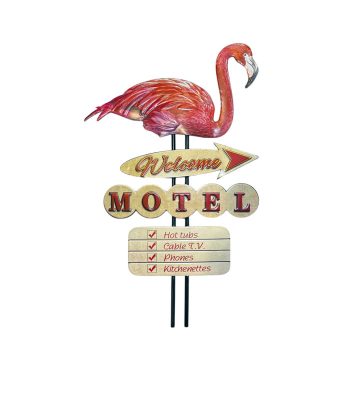 تابلو فلزی برجسته فلامینگو با نوشته Welcome Motel سبک وینتیج