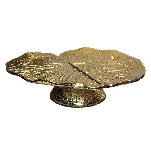ظرف سرو طرح برگ نیلوفر فلزی برای سرو میوه و شیرینی و استند کیک