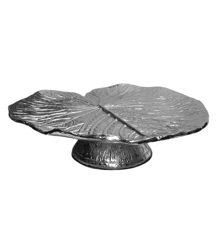 leaf-tray-05 ظرف سرو طرح برگ نیلوفر فلزی برای سرو میوه و شیرینی و استند کیک
