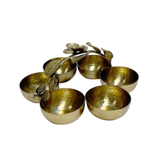 ظرف تنقلات ۶ تایی با کاسه استیل و دستگیره طرح گل ارکیده فلزی برنجی