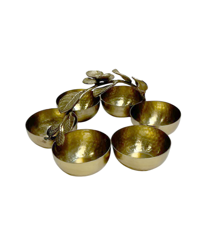 ظرف تنقلات ۶ تایی با کاسه استیل و دستگیره طرح گل ارکیده فلزی برنجی