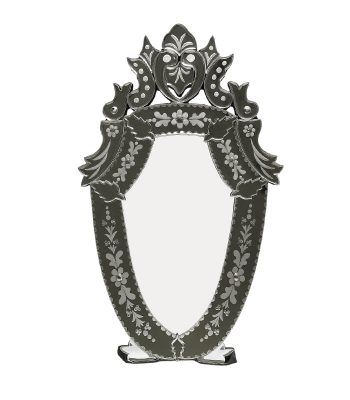 آینه رومیزی طرح ونیزی دست‌ساز با قاب حکاکی‌شده و ابعاد 45×28 سانتی‌متر