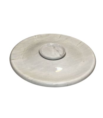 بشقاب سنگی صیقلی دیپ دیش با ظرف سس جداگانه داخل آن، قطر ۳۵ سانتیمتر، مناسب سرو مزه