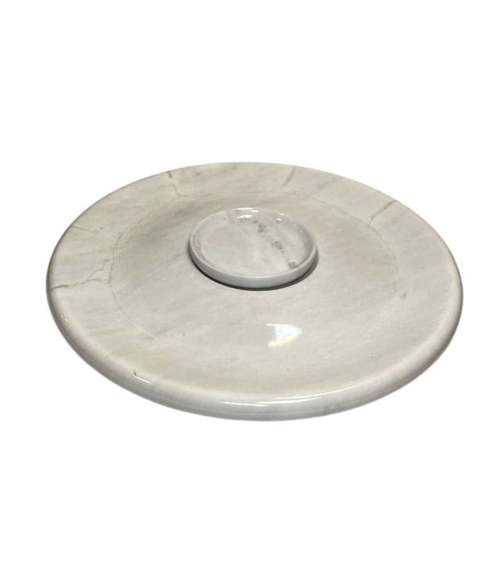 بشقاب سنگی صیقلی دیپ دیش با ظرف سس جداگانه داخل آن، قطر ۳۵ سانتیمتر، مناسب سرو مزه