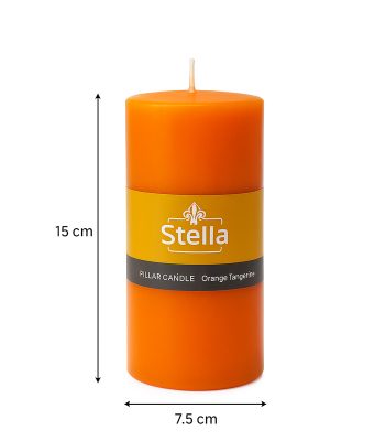 شمع استوانه‌ای نارنجی Stella مدل 7.5×15 سانتی‌متر