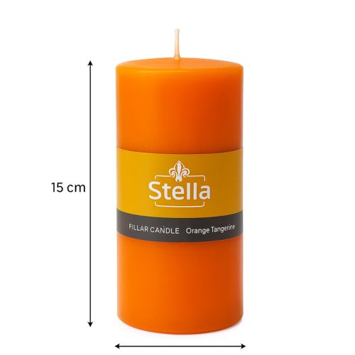 شمع استوانه‌ای نارنجی Stella مدل 7.5×15 سانتی‌متر