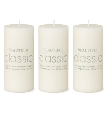 شمع استوانه سفید سایز 5*12.5 سانتی متر برند کلاسیک classic 5*7.5cm white candle