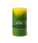شمع استوانه‌ای سبز Stella با رایحه خیار و ملون، سایز 7.5×15 سانتی‌متر، مناسب دکوراسیون و ایجاد فضایی آرامش‌بخش