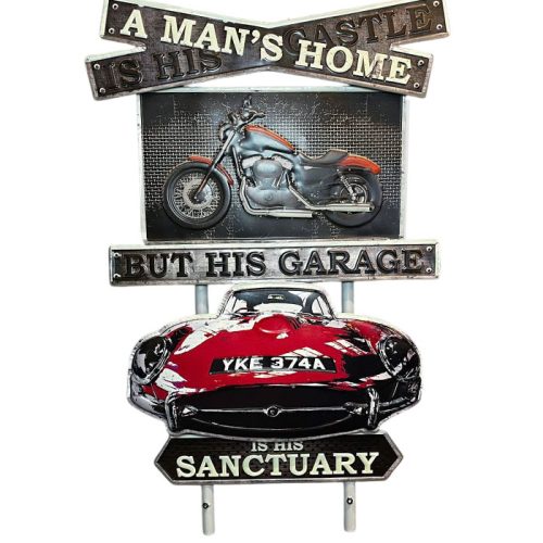 تابلو فلزی چاپ برجسته طرح موتور و خودرو کلاسیک – مناسب دکور صنعتی