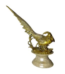 مجسمه خروس با پایه چینی و مجسمه برنز به ابعاد 27x37x10 سانتیمتر