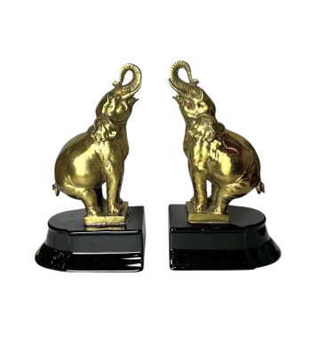 هولدر کتاب طرح فیل چینی و برنز روی پایه مشکی – مدل دکوراتیو کلاسیک