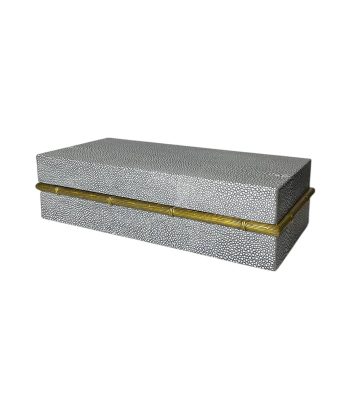 جعبه لوکس چوبی با روکش چرم طبیعی و لبه برنجی طرح بامبو