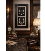 تابلو دکوراتیو گردنبند فلزی آنتیک با قاب چوبی مشکی موج‌نما سایز ۸۰ سانتی‌متر