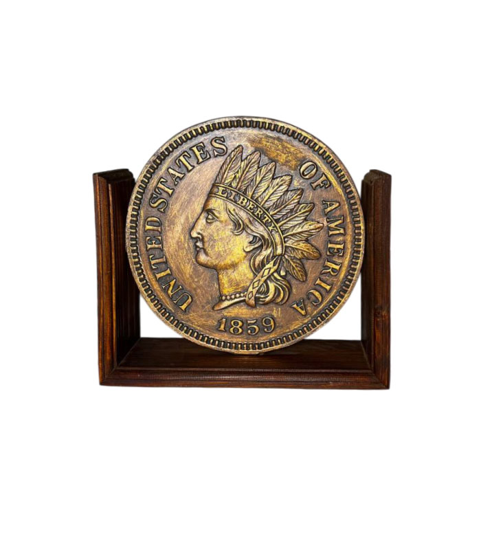 هولدر کتاب چوب و رزین طرح سکه کلاسیک دکوراتیو