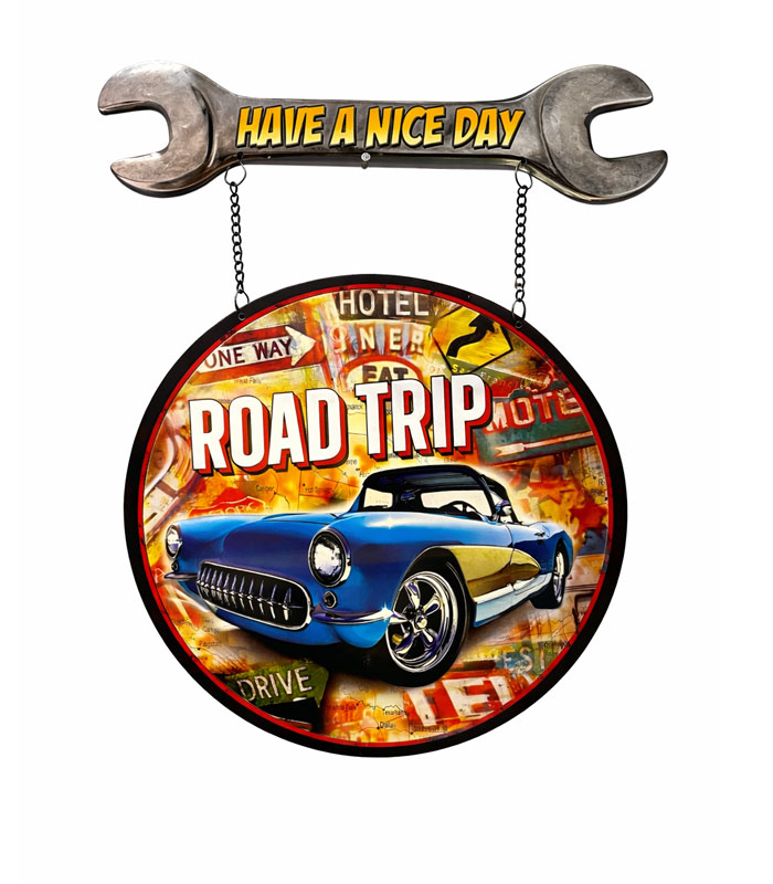 تابلو فلزی دکوراتیو طرح Road Trip – چاپ برجسته