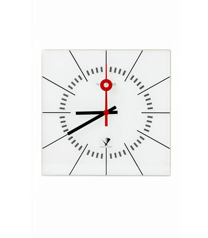 ساعت دیواری شیشه‌ای سفید با موتور بی‌صدا NeXtime هلند