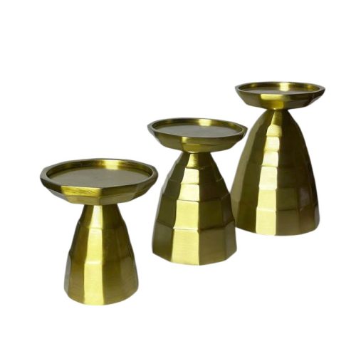 ست شمعدان فلزی سه‌سایز آلومینیوم با روکش نیکل ساخت هند