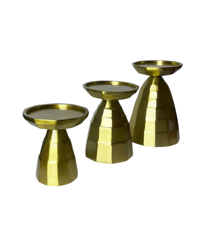 ست شمعدان فلزی سه‌تایی آلومینیوم و نیکل