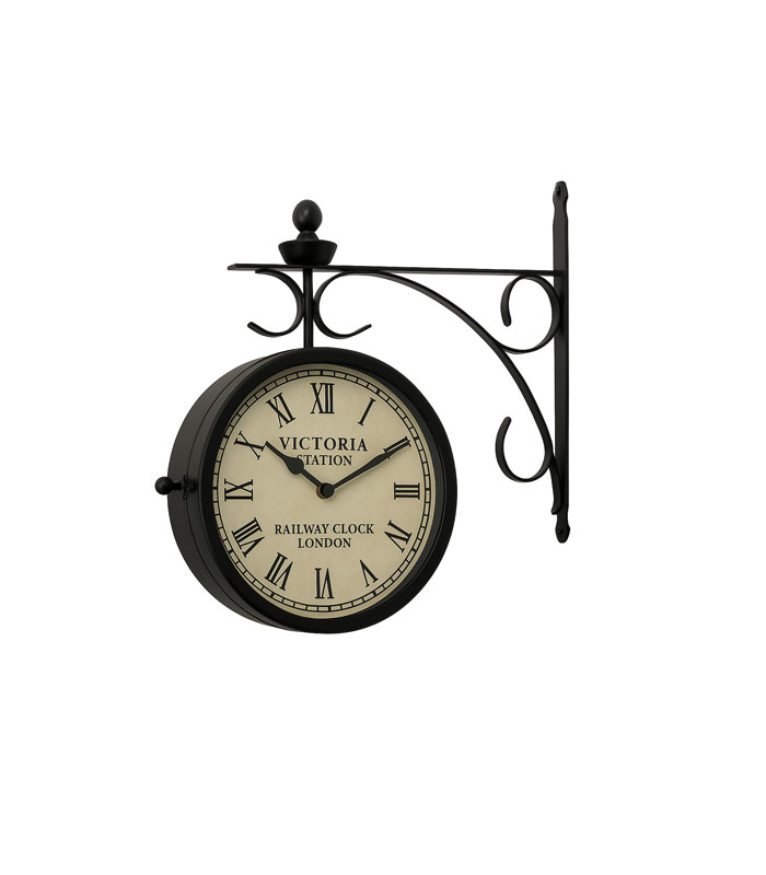 ساعت دیواری دوطرفه فلزی مشکی مات مدل london railway قطر 15 سانت
