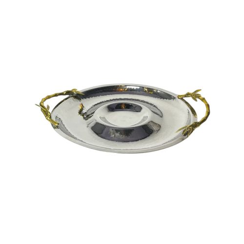 ظرف مزه و دیپ دیش استیل چکش‌کاری شده 32 سانتی ساخت هند ماهک گالری