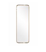 آینه دیواری قدی 130×35 با فریم تسمه استیل طلایی مات باریک و شیشه شفاف بدون موج