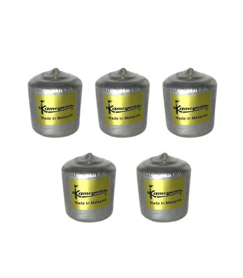 بسته 5 عددی شمع قطر 4 سانت نقره ای متالیک برند کامه یاما ساخت مالزی | خرید از گالری ماهک