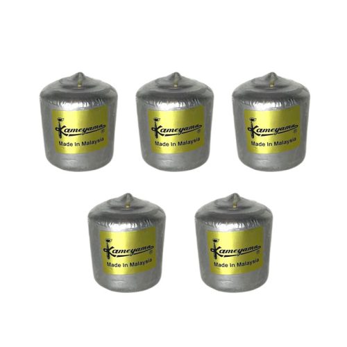 بسته 5 عددی شمع قطر 4 سانت نقره ای متالیک برند کامه یاما ساخت مالزی | خرید از گالری ماهک