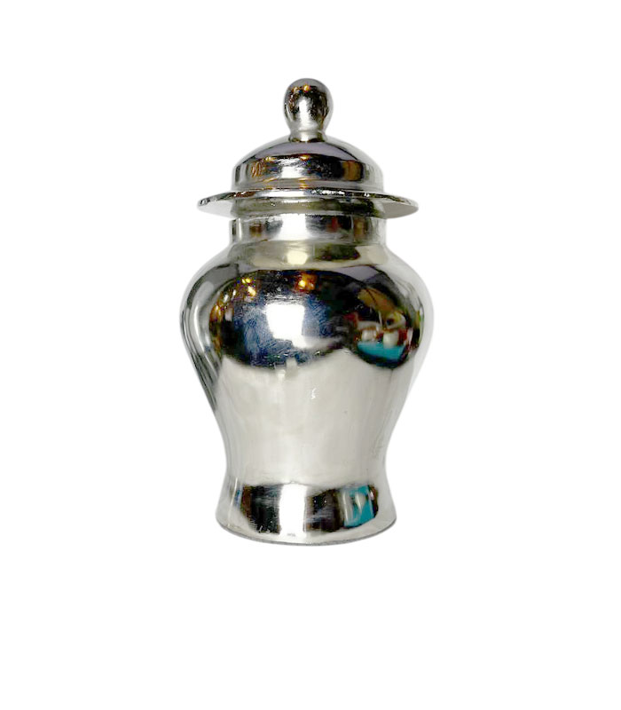 silver-metal-jar-small-01 جار تزئینی فلزی نیکل و آلومینیوم دستساز با طراحی کلاسیک و سطح براق