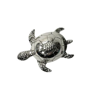 ظرف تنقلات درب‌دار طرح لاکپشت فلزی آلومینیوم روکش نیکل دست‌ساز هند 20×16×10 سانتی‌متر