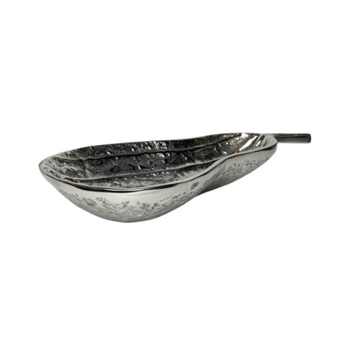 ظرف فلزی طرح کدو نقره‌ای با پتینه سیاه قلم مناسب سرو آجیل و تنقلات