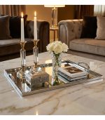 سینی اکسسوری استیل با کف آینه‌ای مستطیل 30×45 سانتی ماهک گالری