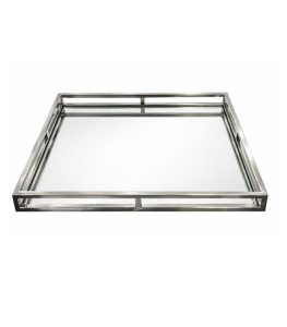 سینی اکسسوری استیل مربع با کف آینه 40×40×4 سانتی ماهک گالری